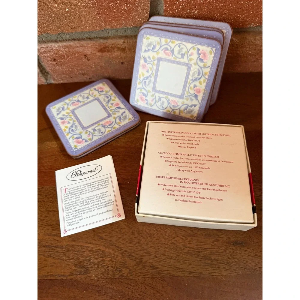 Pimpernel China Rose Set of 6 Coasters, Lavender Floral Pattern
